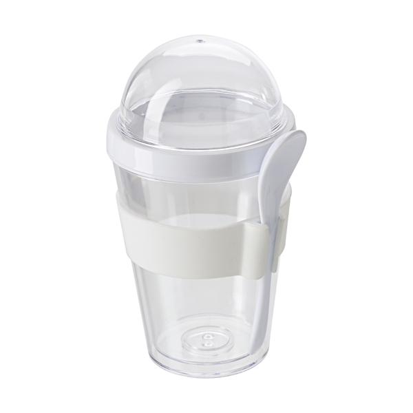 Plastic breakfast mug. 350ml in white