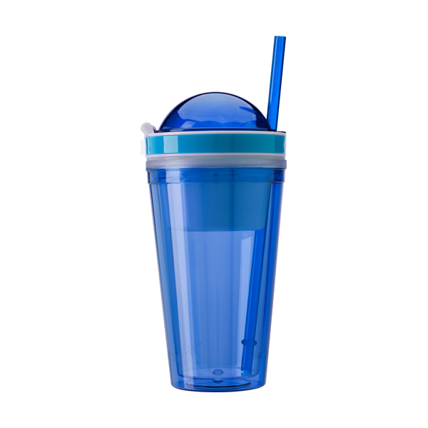 340ml Transparent coloured plastic mug. in royal-bluea