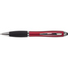 Ballpen with black ink and rubber tip. in red