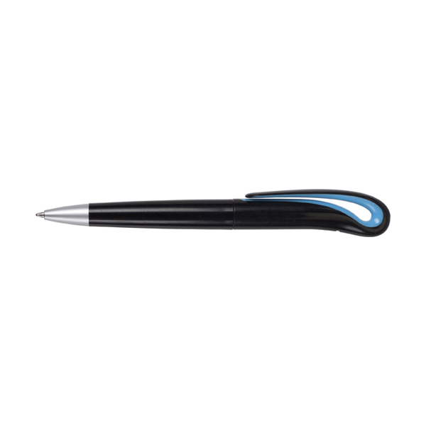 Black Swan plastic ballpen with black ink. in light-blue