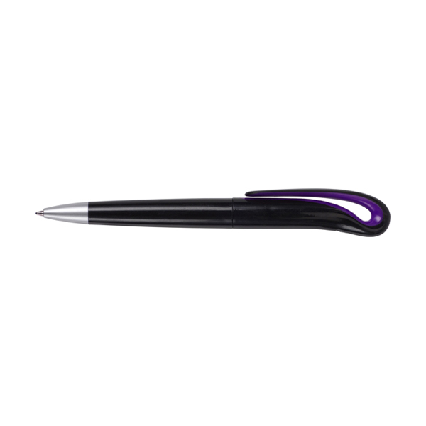 Black Swan plastic ballpen with black ink. in purple