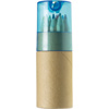 12 Colour pencils with sharpener in light-blue