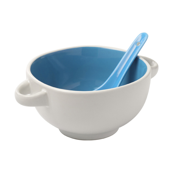Ceramic Soup Bowl 450 Ml in light-blue