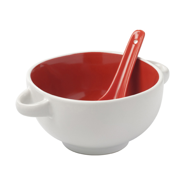 Ceramic Soup Bowl 450 Ml in red