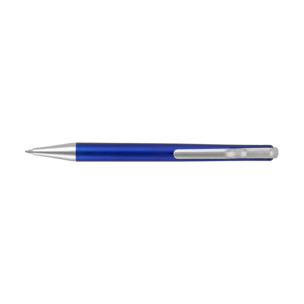 Metallic coloured ballpen with black ink. in blue