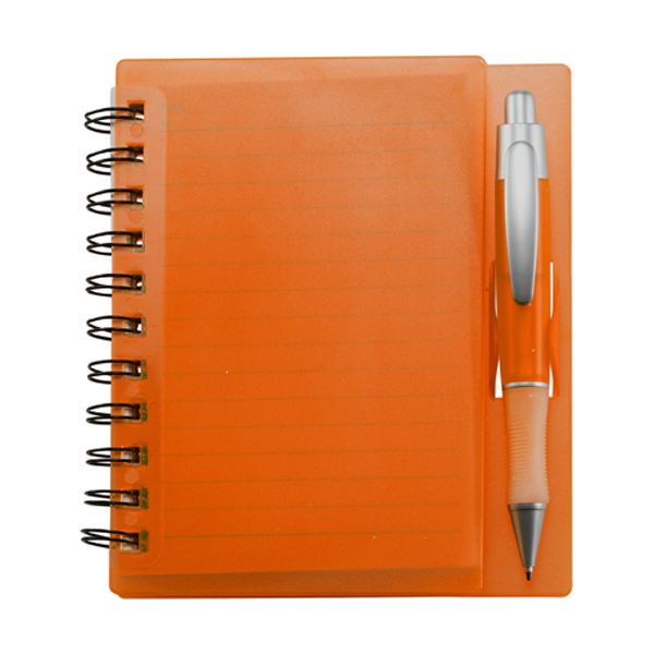 Lined Notepad In Plastic Case in orange