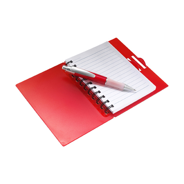Lined Notepad In Plastic Case in red