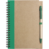 Cardboard notebook with ballpen in Green