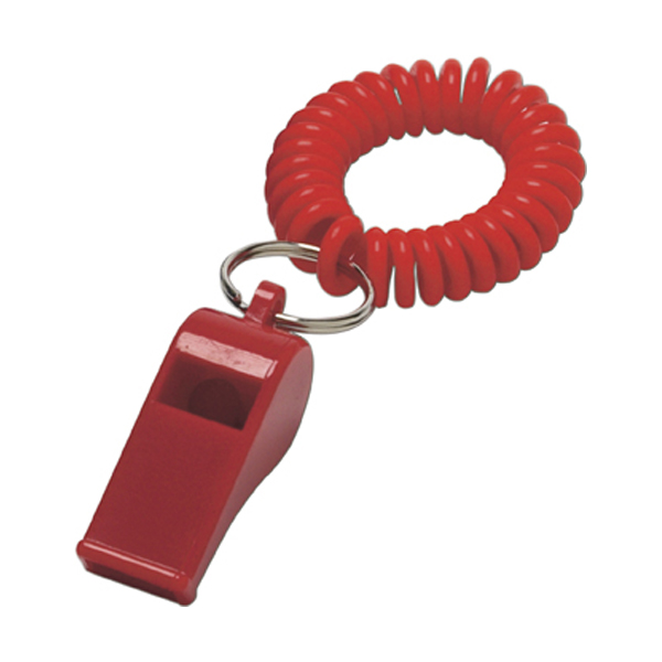 Whistle with wrist cord in red