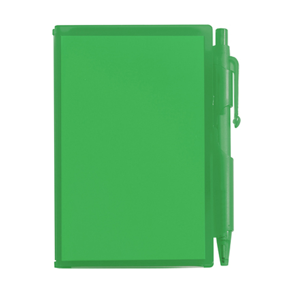 Notebook with pen in green
