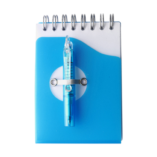 Notebook with ballpen in light-blue