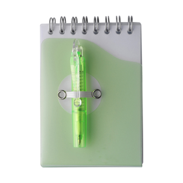 Notebook with ballpen in light-green