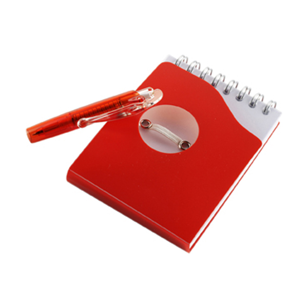 Notebook with ballpen in red