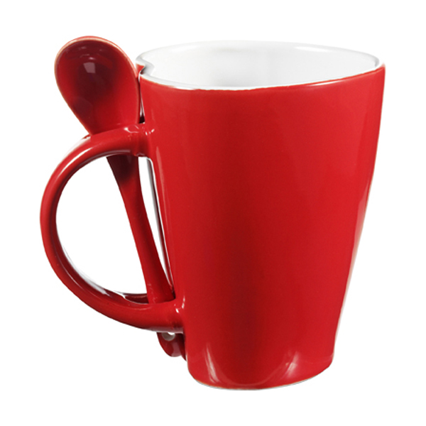 Coffee mug, heart shape in red