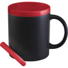 Ceramic mug with chalk in red