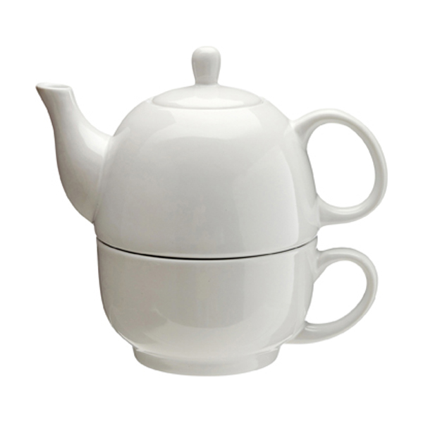 Ceramic Tea Pot And Cup in white