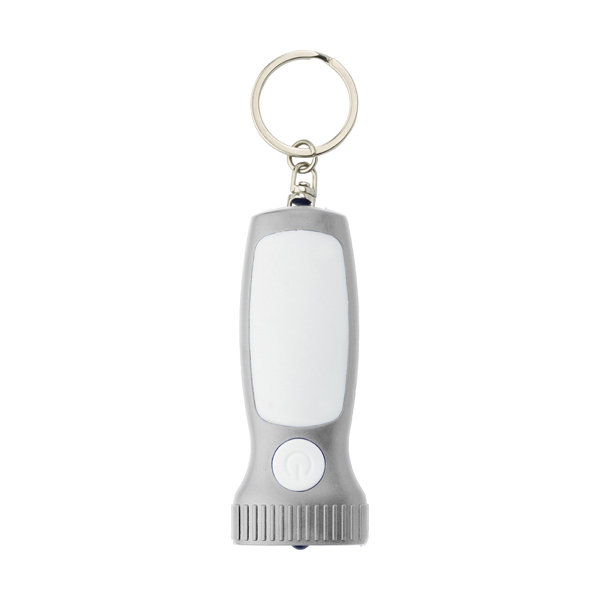 Plastic pocket torch with one LED. in silver