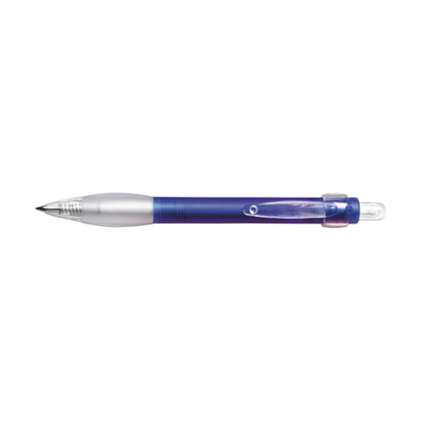 Clear ballpen with blue ink. in blue