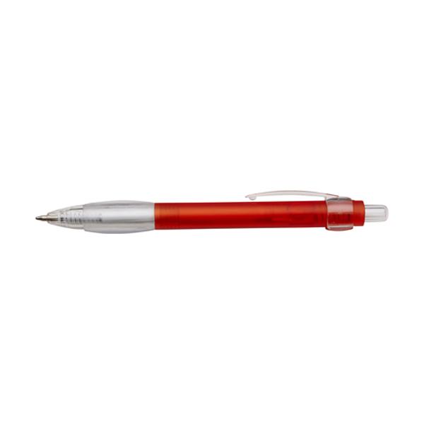 Clear ballpen with blue ink. in red