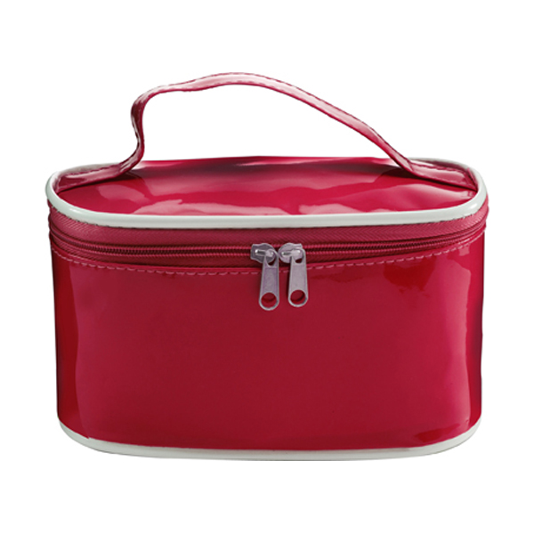 PVC zipped cosmetic bag in red