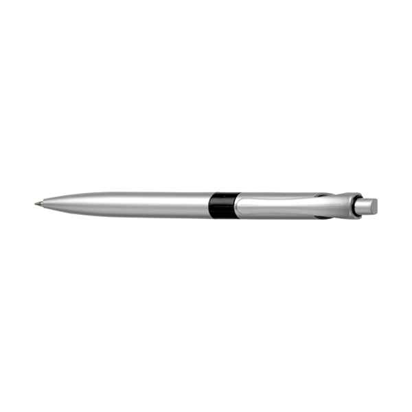 Plastic retractable ballpen with blue ink in silver