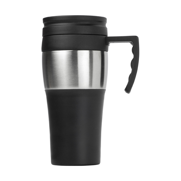 500ml Travel mug. in black-and-silver