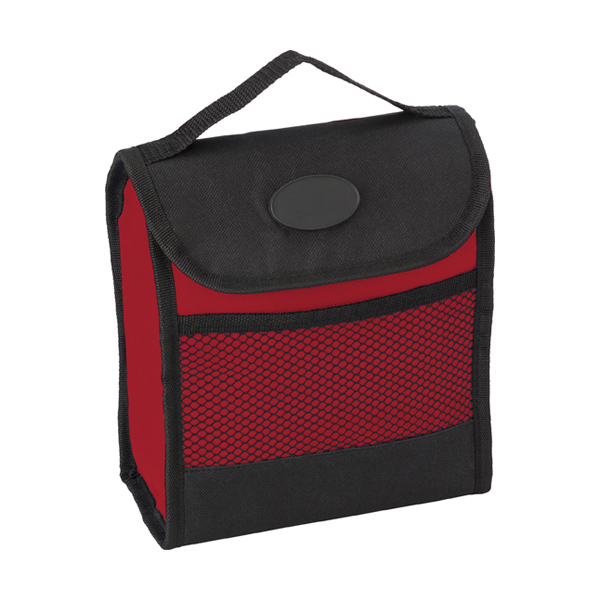Polyester foldable cooling lunch bag. in red