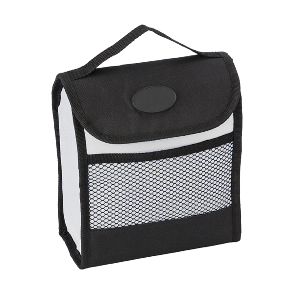 Polyester foldable cooling lunch bag. in white