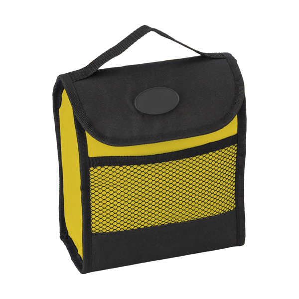 Polyester foldable cooling lunch bag. in yellow