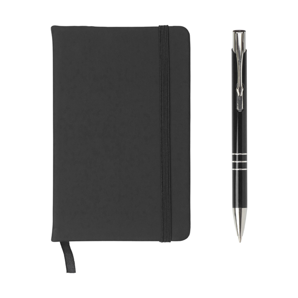 Notebook and ballpen set. in black