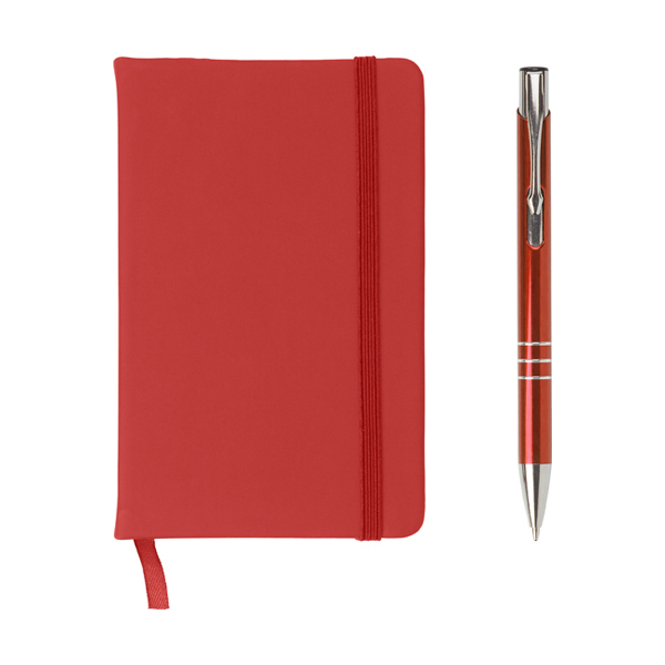 Notebook and ballpen set. in red