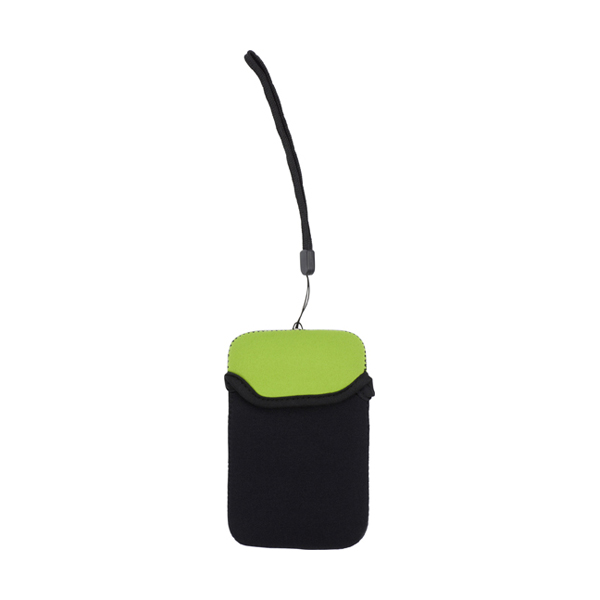 Neoprene mobile phone pouch with wrist strap. in light-green