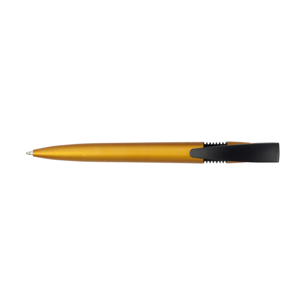Plastic ballpen with blue ink. in gold