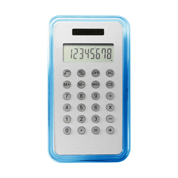 Dual Powered Plastic Calculator in light-blue