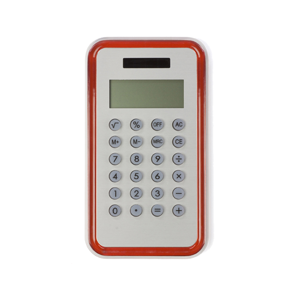 Dual Powered Plastic Calculator in red
