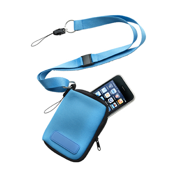 Neoprene case for MP3 /phone in light-blue