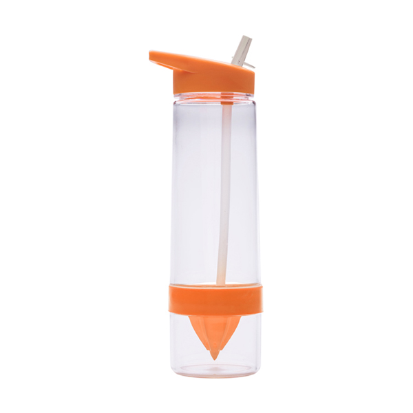Tritan plastic water bottle. in orange