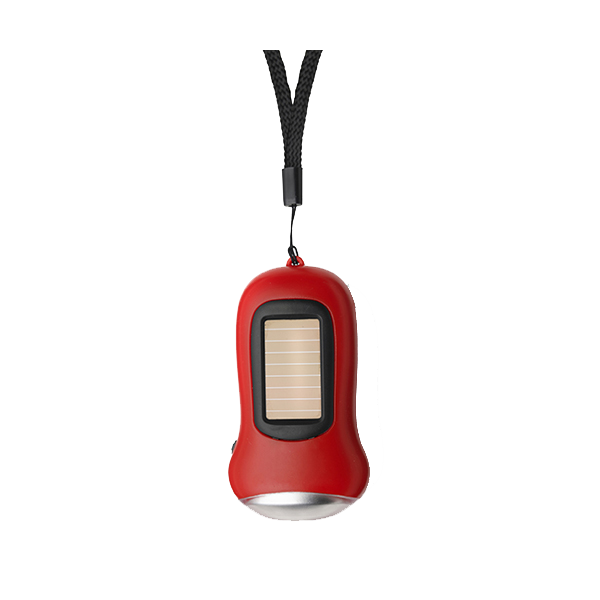 Dynamo torch with solar panel in red