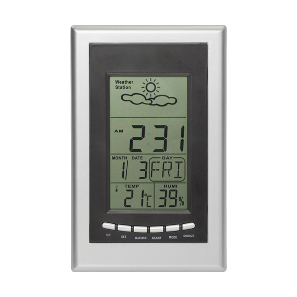 Weather station in black-and-silver