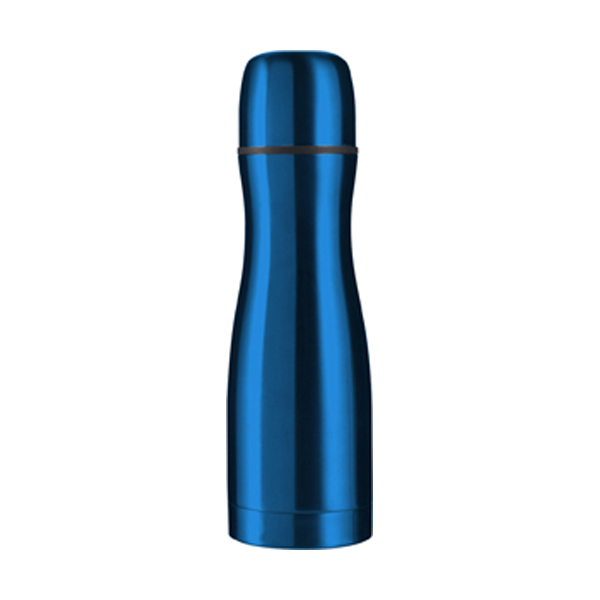 Double walled steel flask in cobalt-blue