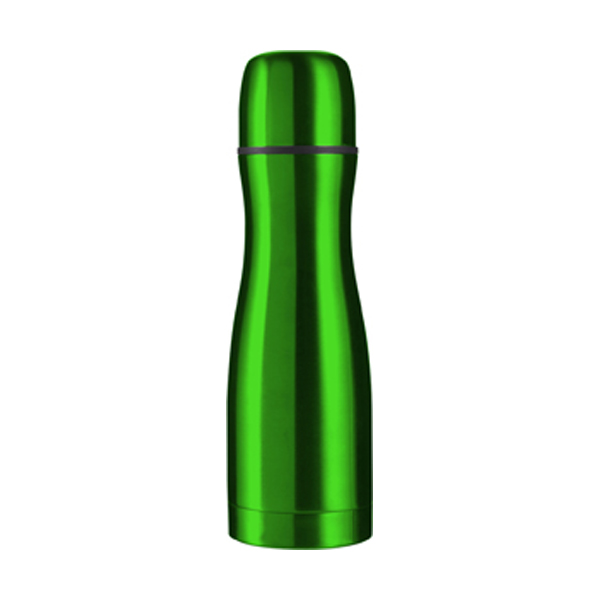 Double walled steel flask in green