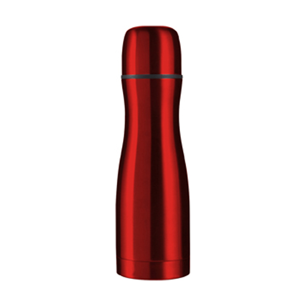 Double walled steel flask in red