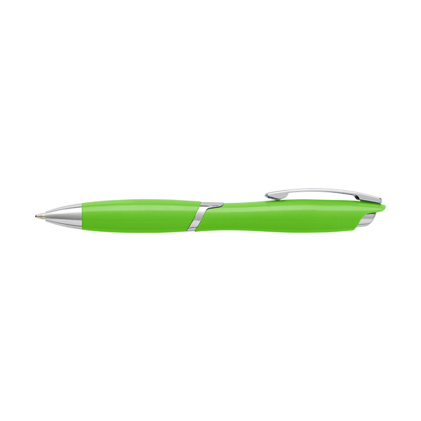 Plastic ballpen with metal clip, blue ink.   in lime
