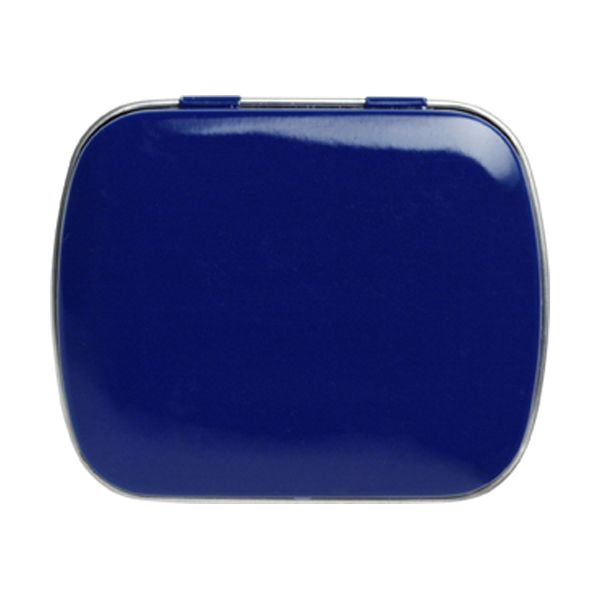 Tin case with mints in blue