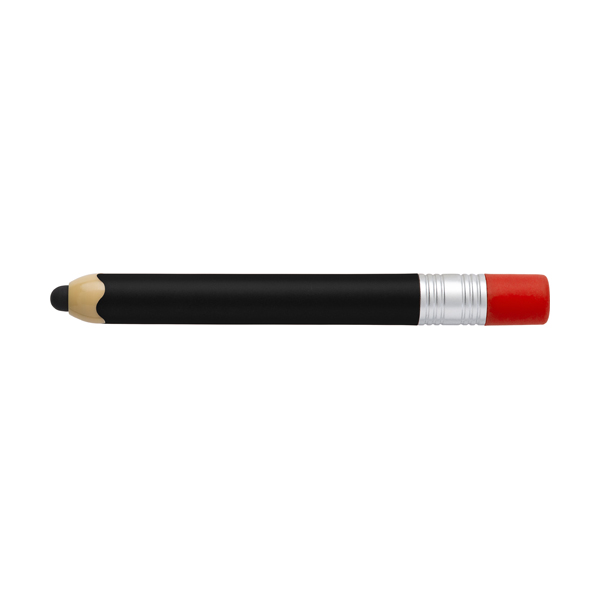 Plastic ballpen with a rubber tip suitable for capacitive screens, black ink in black