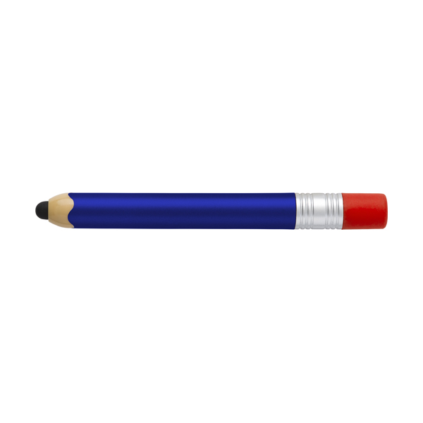 Plastic ballpen with a rubber tip suitable for capacitive screens, black ink in blue