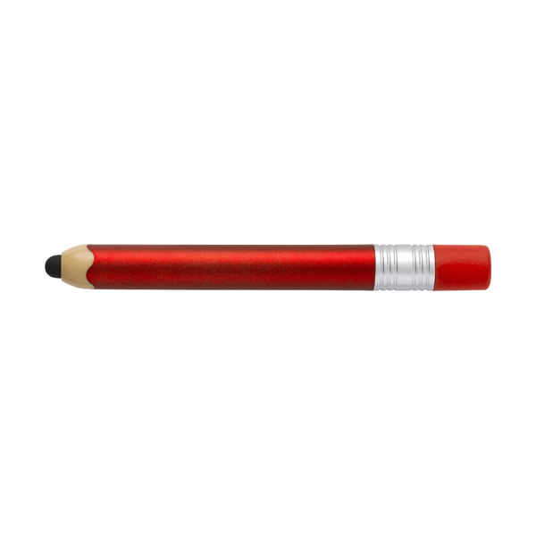 Plastic ballpen with a rubber tip suitable for capacitive screens, black ink in red