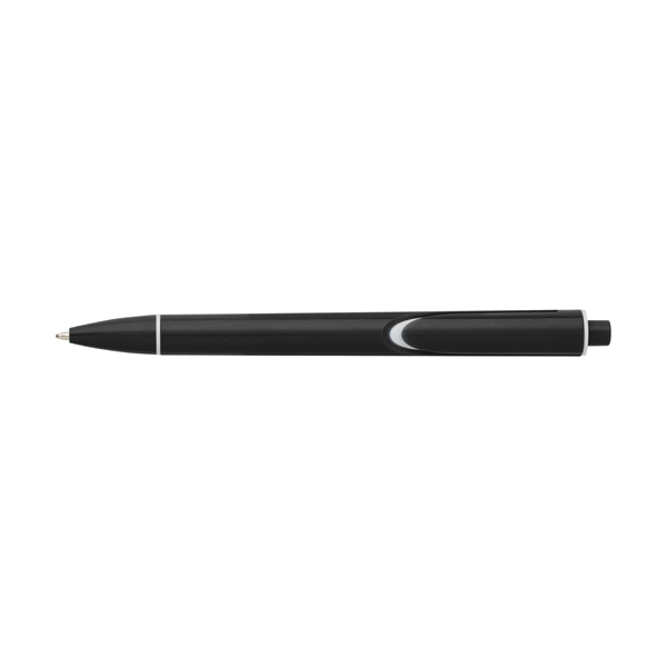 Plastic ballpen with coloured barrel and integral clip, blue ink.   in black