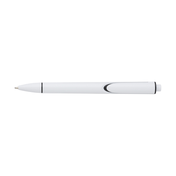 Plastic ballpen with coloured barrel and integral clip, blue ink.   in white