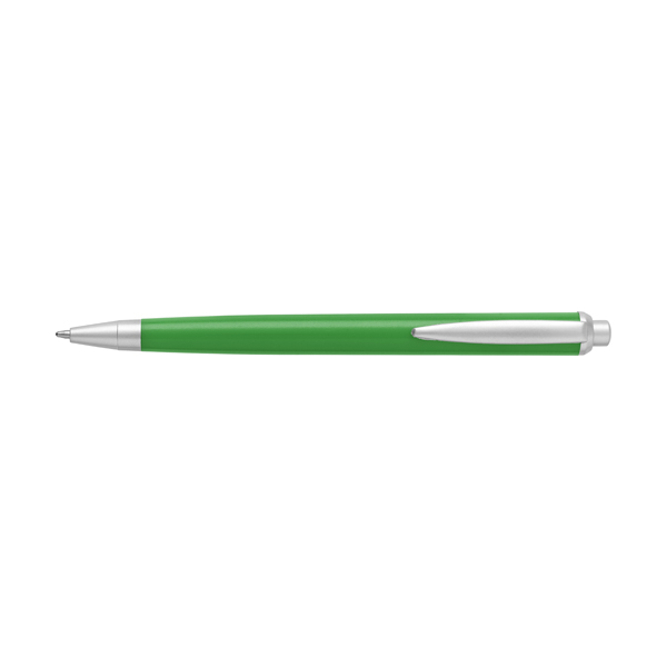 Plastic ballpen with silver trim parts, blue ink. in lime